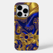Elegante abstract blauwe gouden boog trim Case-Mate iPhone case (Achterkant)