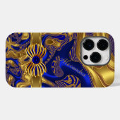 Elegante abstract blauwe gouden boog trim Case-Mate iPhone case (Achterkant (horizontaal))