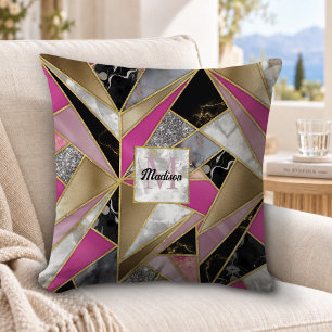 Elegante abstract roze zwart geometrisch kussen
