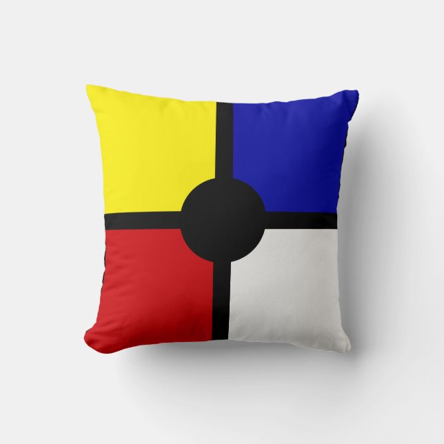 Elegante Abstract Zwart, Blauw, Rood, Geel & Wit Kussen (Voorkant)