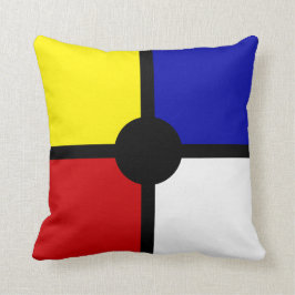 Elegante Abstract Zwart, Blauw, Rood, Geel & Wit Kussen