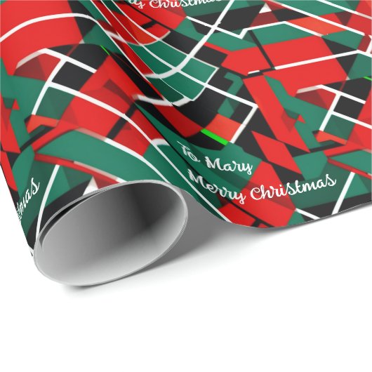 Elegante abstracte aangepaste tekst Kerstmis Cadeaupapier (Rol Hoek)