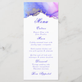 Elegante Abstracte Amethist White Wedding Menu
