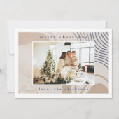 Elegante Abstracte Beige Foto Kerst Feestdagenkaart (Voorkant)