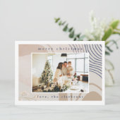 Elegante Abstracte Beige Foto Kerst Feestdagenkaart (Staand voorkant)