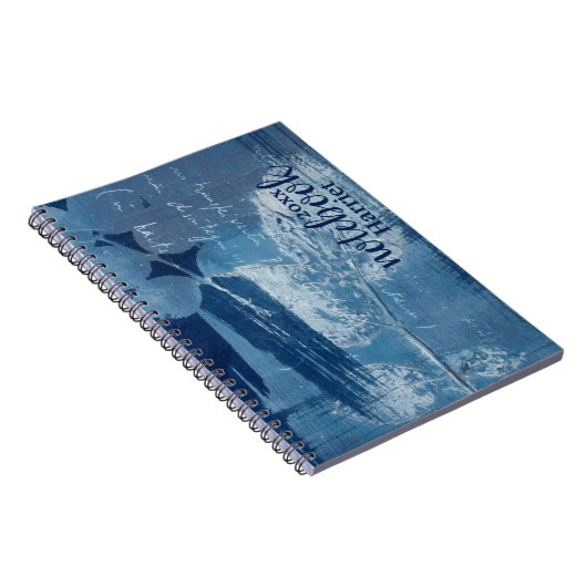 Elegante Abstracte blauwe penseelstreken Notitieboek (Rechterzijde)