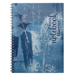 Elegante Abstracte blauwe penseelstreken Notitieboek