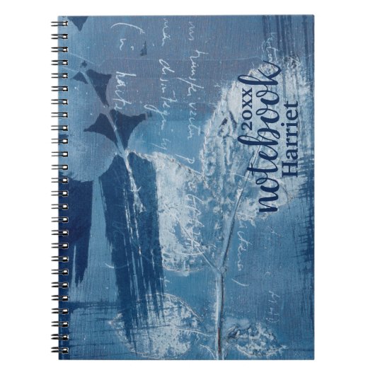 Elegante Abstracte blauwe penseelstreken Notitieboek (Voorkant)