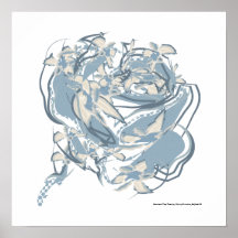 Elegante Abstracte Blauwe Roos Boeket Muurkunst De