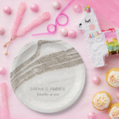 Elegante Abstracte Bleke Goud Marmer Agaten Bruilo Papieren Bordje (Feest)