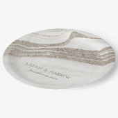 Elegante Abstracte Bleke Goud Marmer Agaten Bruilo Papieren Bordje (Gekanteld)