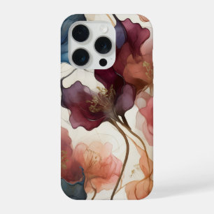 Elegante abstracte bloem kunst telefoonhoesje mode iPhone 15 pro case