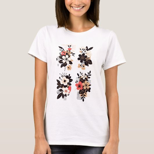 Elegante Abstracte Bloemboeket Set T-shirt (Voorkant)