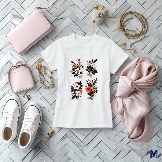 Elegante Abstracte Bloemen Boeket Set T-shirt