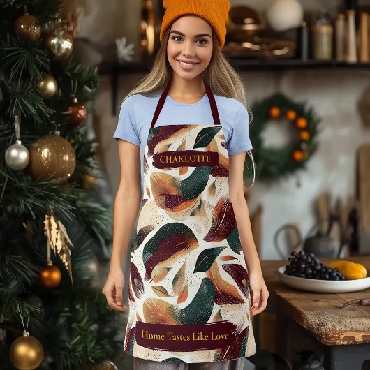 Elegante Abstracte Bloemen Schort met Custom Name