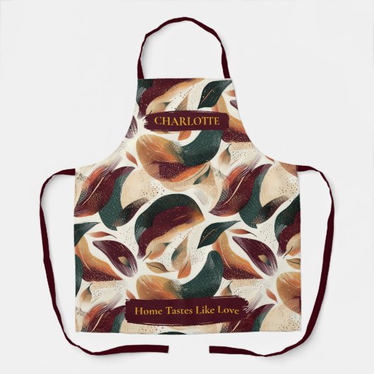 Elegante Abstracte Bloemen Schort met Custom Name (Voorkant)