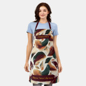 Elegante Abstracte Bloemen Schort met Custom Name (Gedragen)