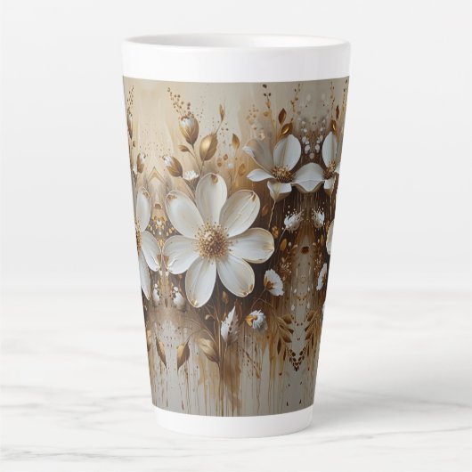 Elegante Abstracte bloemenolieverfschilderij met g Latte Mok (Voorkant)