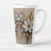 Elegante Abstracte bloemenolieverfschilderij met g Latte Mok (Rechts)