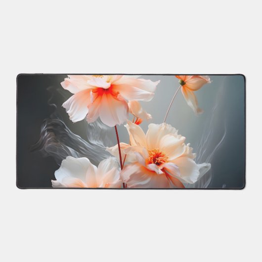 Elegante Abstracte Blozende Bloem Nevelige Stroom Bureaumat (Voorkant)