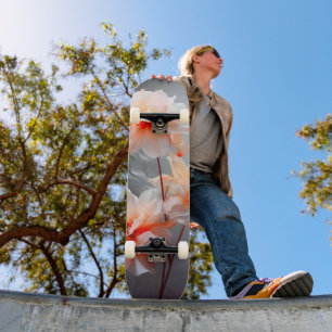 Elegante Abstracte Blozende Bloem Nevelige Stroom Persoonlijk Skateboard