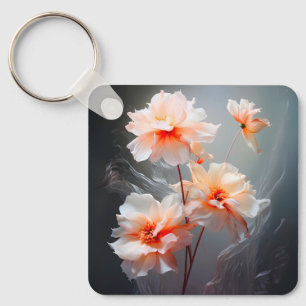 Elegante Abstracte Blozende Bloem Nevelige Stroom Sleutelhanger