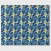 Elegante Abstracte Blue Gift Wrap gepersonaliseerd Cadeaupapier (Vlak)