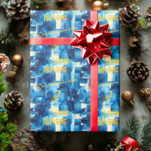 Elegante Abstracte Blue Gift Wrap gepersonaliseerd