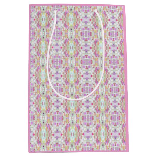 Elegante Abstracte Boho Pattern Art, Pastel Pink Medium Cadeauzakje (Voorkant)