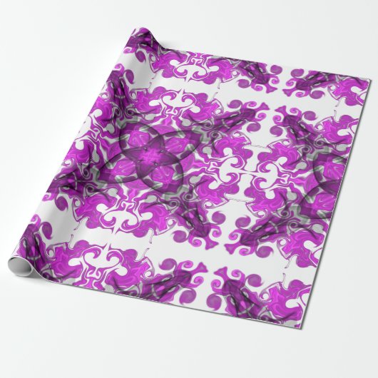 Elegante abstracte boho roze mandala vlinder werve cadeaupapier (Uitgerold)