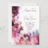 Elegante Abstracte Bourgondische roze bloemenbruil Kaart (Voorkant)