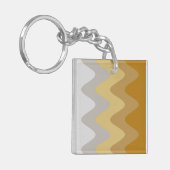 Elegante Abstracte bruin geel, grijs golf kunst Sleutelhanger (Voorkant Links)