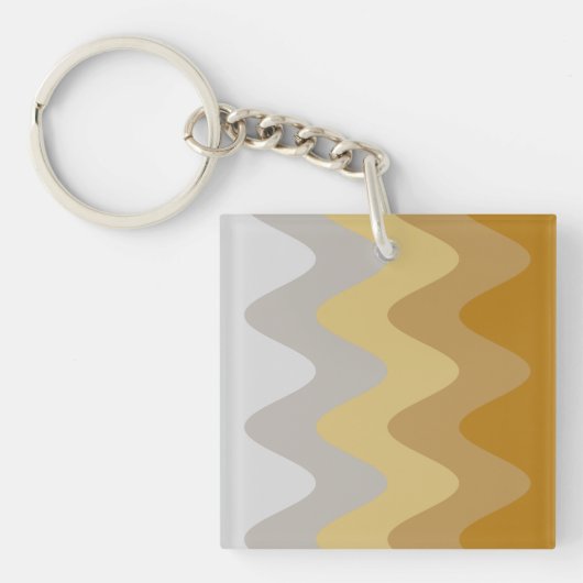 Elegante Abstracte bruin geel, grijs golf kunst Sleutelhanger (Voorkant)