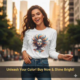 Elegante Abstracte Dromerige Vrouwen Portret Kunst T-shirt
