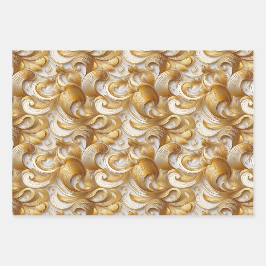 Elegante Abstracte Faux Gold Folie | Witte bruilof Inpakpapier Vel (Voorkant 2)
