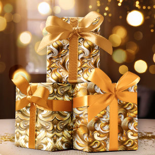 Elegante Abstracte Faux Gold Folie   Witte bruilof Inpakpapier Vel