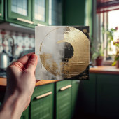 Elegante Abstracte Faux Gold & Monochrome Olie Tegeltje