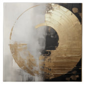 Elegante Abstracte Faux Gold & Monochrome Olie Tegeltje (Voorkant)