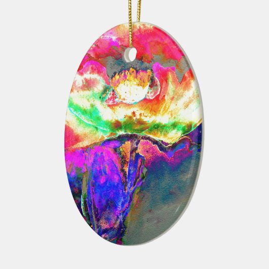 Elegante abstracte geel roze bloemen bloem papaver keramisch ornament (Links)