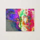 Elegante abstracte geel roze bloemen bloem papaver legpuzzel (Horizontaal)