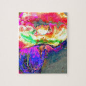 Elegante abstracte geel roze bloemen bloem papaver legpuzzel (Verticaal)