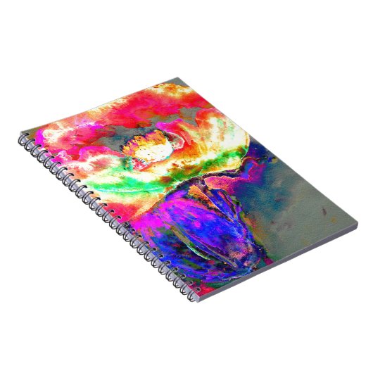 Elegante abstracte geel roze bloemen bloem papaver notitieboek (Rechterzijde)