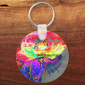 Elegante abstracte geel roze bloemen bloem papaver sleutelhanger (Voorkant)