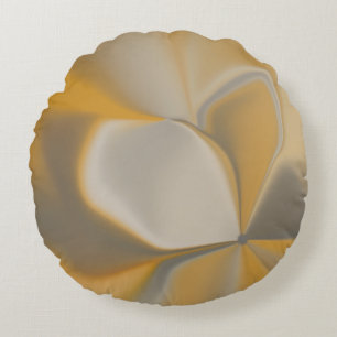 Elegante Abstracte Gele Witte Bloemblad Hoek Bloem Rond Kussen