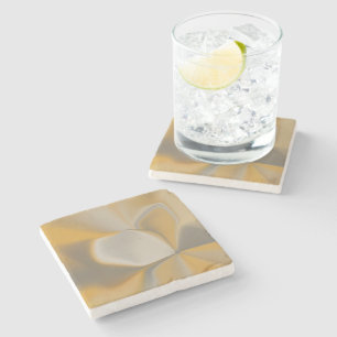 Elegante Abstracte Gele Witte Bloemblad Hoek Bloem Stenen Onderzetter