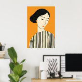 Elegante Abstracte Gezichtskunstprint - Minimalist Poster (Thuiskantoor)
