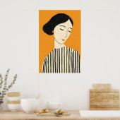Elegante Abstracte Gezichtskunstprint - Minimalist Poster (Keuken)