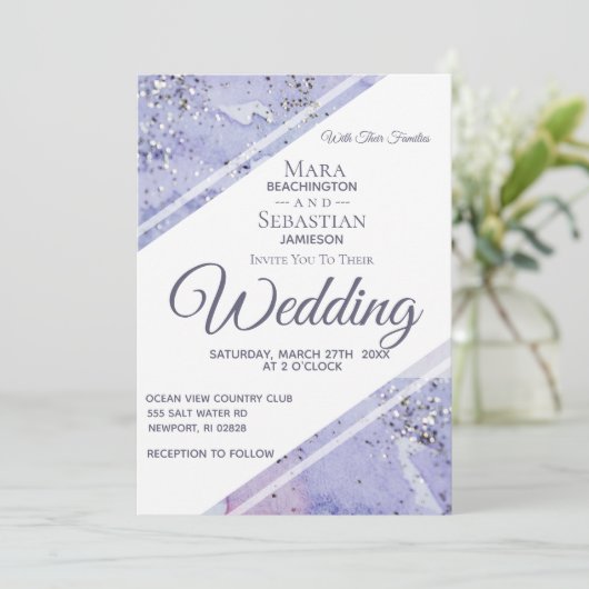 *~* Elegante Abstracte Glitter AR17 bruiloft Kaart (Staand voorkant)