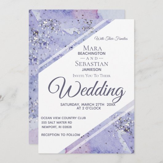 *~* Elegante Abstracte Glitter AR17 bruiloft Kaart (Voorkant / Achterkant)