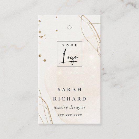 Elegante Abstracte Glitter Ivoor Goud Prijs Label  (Voorkant)